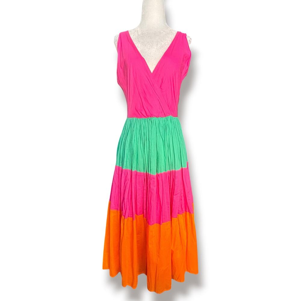 Mira Colorblock Sleeveless Midi Dress Popsicle‎ Stripes Cotton Small Euro Summer